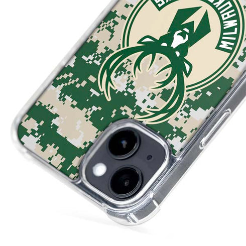 NBA Milwaukee Bucks Camo Digi iPhone 15 Plus MagSafe Case